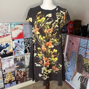 Somedays Lovin Black Midi Dress with Orange & Yellow Floral Bunches